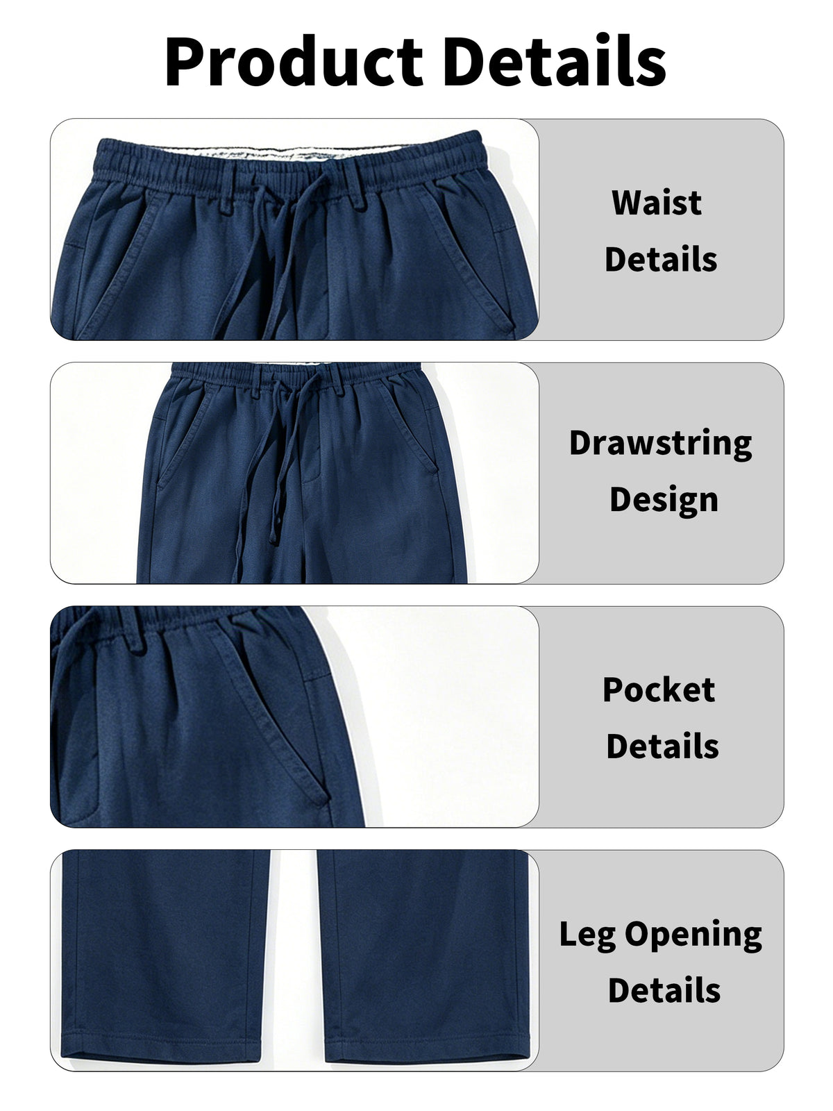 Herrenhose aus 100% Leinen, gerade geschnittene Freizeithose mit elastischem Bund und Kordelzug, leichte lange Sommerhose