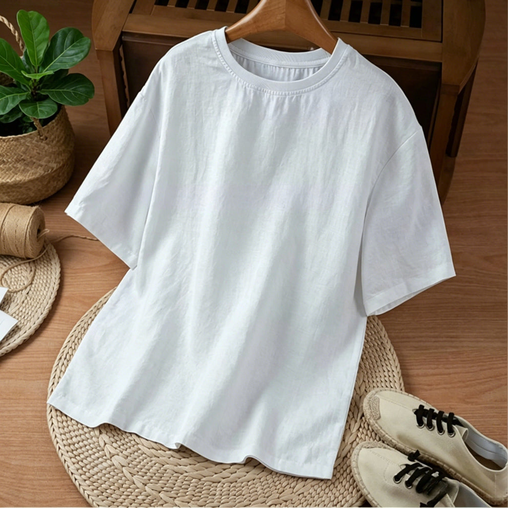 Men's 100% Hemp Short Sleeve T-Shirt, Summer Casual Crew Neck Loose Fit Tee